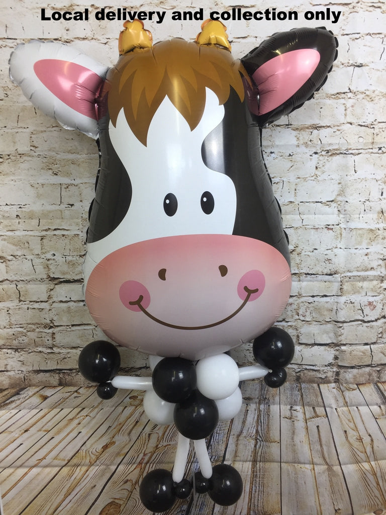 Large Animal Head With Balloon Body - Cow
