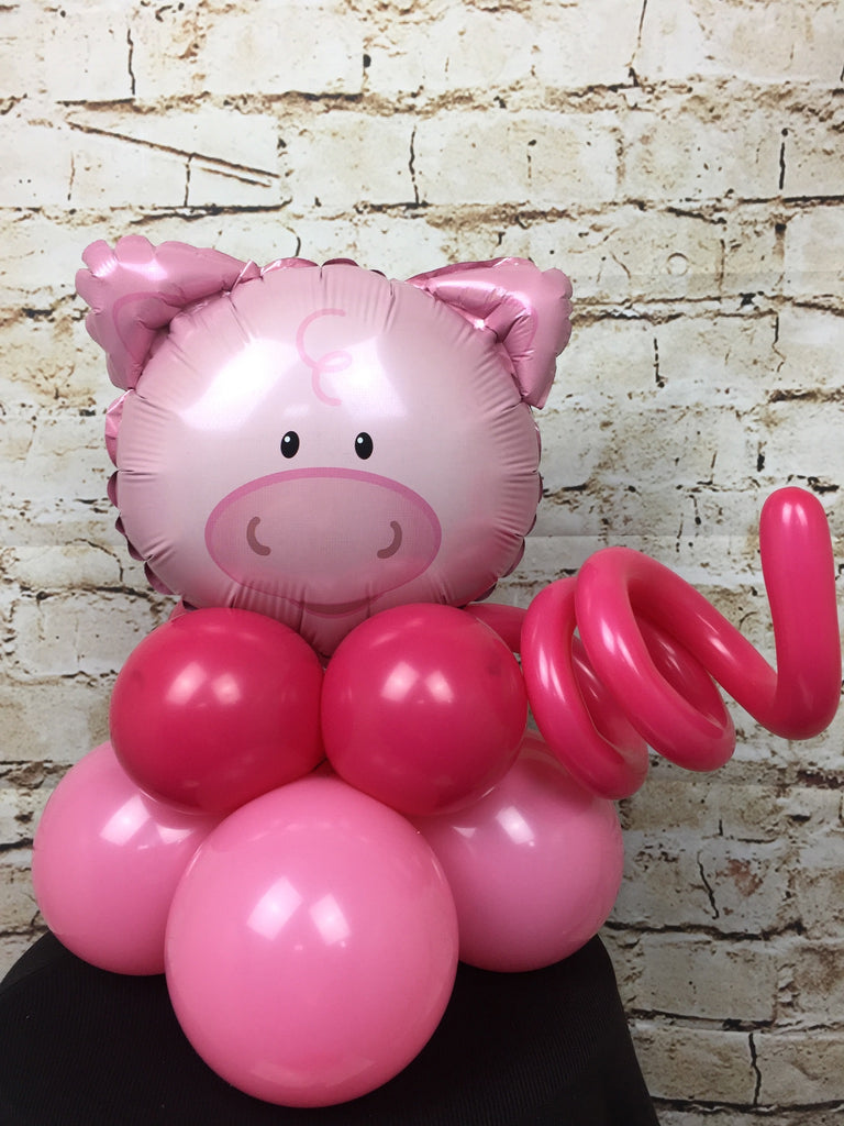 Small Animal Head On Balloon Base - Pig