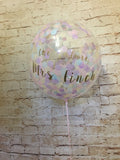 20" Clear Bubble Balloon With Confetti And Vinyl Text