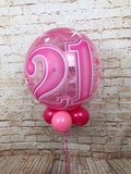 21 Pink Starburst Sparkle Bubble Balloon