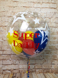 24" Stars Pattern Clear Bubble with Vinyl Text