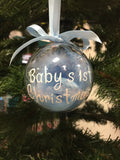 Christmas Bauble - Baby's 1st Christmas Blue Feathers