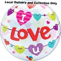 I Love You Banner Hearts Bubble Balloon