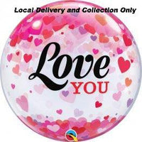 Love You Confetti Hearts Bubble Balloon