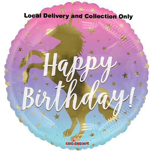18" Birthday Ombre Unicorn Foil Balloon
