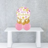 Pink and gold Dots Birthday Balloon Centrepiece