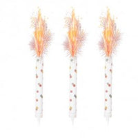 White and Rose Gold Spot Ice Fountain Candles - Pack of 3