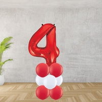 Red Number 4 Balloon Stack