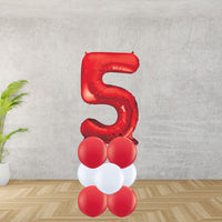Red Number 5 Balloon Stack