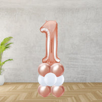 Rose Gold Number 1 Balloon Stack