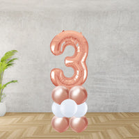 Rose Gold Number 3 Balloon Stack