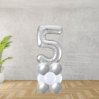 Silver Number 5 Balloon Stack