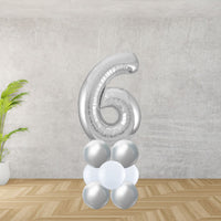 Silver Number 6 Balloon Stack