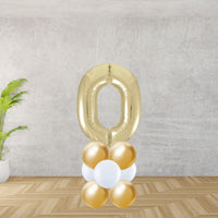 White Gold Number 0 Balloon Stack