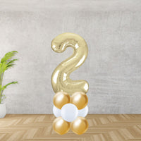 White Gold Number 2 Balloon Stack