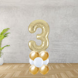 White Gold Number 3 Balloon Stack