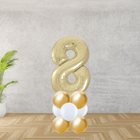 White Gold Number 8 Balloon Stack