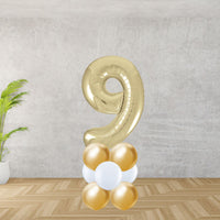 White Gold Number 9 Balloon Stack
