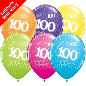 11" 100-A-Round Tropical Assortment Latex Balloons (Pack 6 Uninflated)