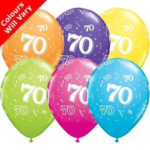 11" 70-A-Round Tropical Assortment Latex Balloons (6 Pack)