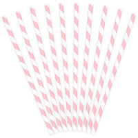 Light Pink Striped Paper Straws (Pack of 10)