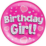 Giant Birthday Girl Holographic Party Badge