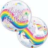 Birthday Rainbow Unicorns Bubble Balloon