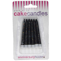 Black Glitter Candle (Pack of 12)