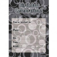 Birthday Celebration Black Glitz Invitations