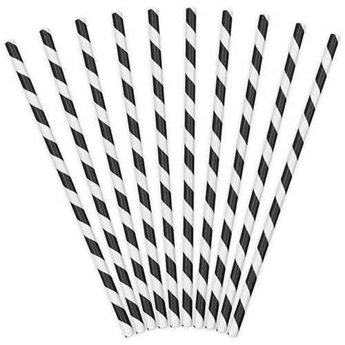 Black Striped Paper Straws (Pack of 10)