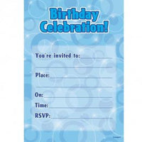 Birthday Celebration Blue Glitz Invitations