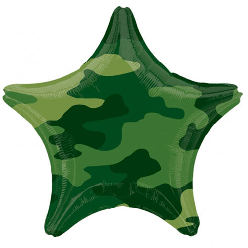 18" Camouflage Star Foil Balloon