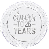 18" Cheers To 25 Years Anniversary Foil Balloon