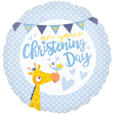 18" Christening Day Blue Foil Balloon