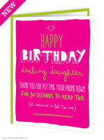 Daughter phone down funny birthday card