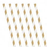 Gold Striped Paper Straws (Pack of 10)