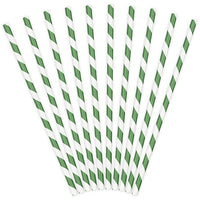 Green Striped Paper Straws (Pack of 10)