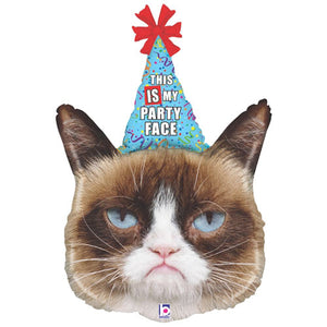 36" Grumpy Cat Party Face Supershape Foil Balloon