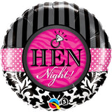 18" Hen Night Damask & Stripes Foil Balloon