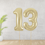 Large Gold Age 13 Number Balloons
