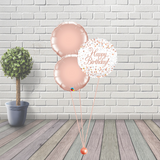 Happy Birthday Rose Gold Fizz Balloon Cluster