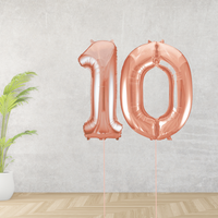 Large Rose Gold Age 10 Number Balloons