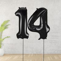 Large Black Age 14 Number Balloons