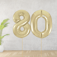 Gold Age 80 Number Balloons