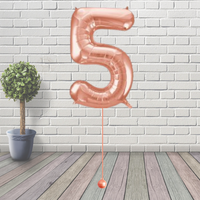 Large Rose Gold Number 5 Balloon