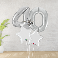 Age 40 Large Silver Double Number Display