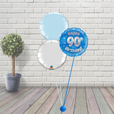 90th Birthday Blue Balloon Cluster