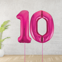 Large Pink Age 10 Number Balloons
