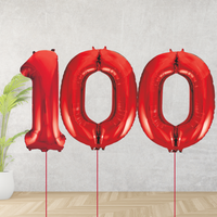 Red Age 100 Number Balloons