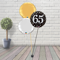 65th Black & Gold Balloon Cluster
